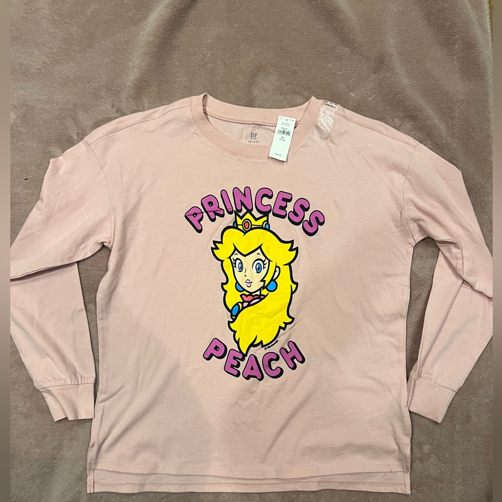 Princess Peach Kids Long Sleeve Shirt - Pink 14/16